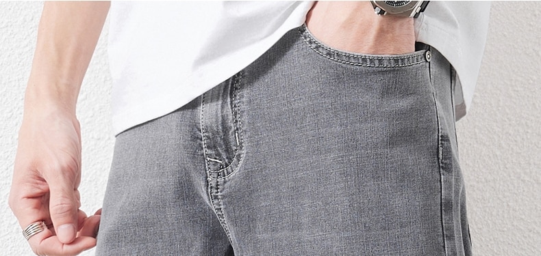 남성 스트레치 슬림 루즈 스트레이트 청바지 28-48 플러스 사이즈 봄 새로운 얇은 바지 패션 브랜드 품질 모든 경기 캐주얼 바지 - imaget 24