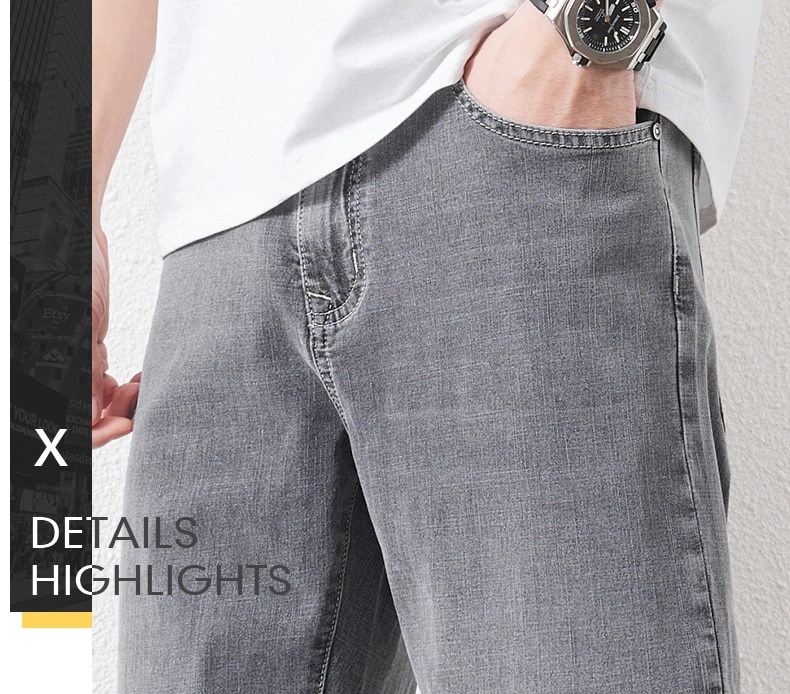 남성 스트레치 슬림 루즈 스트레이트 청바지 28-48 플러스 사이즈 봄 새로운 얇은 바지 패션 브랜드 품질 모든 경기 캐주얼 바지 - imaget 6