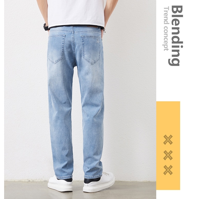 남성 스트레치 슬림 루즈 스트레이트 청바지 28-48 플러스 사이즈 봄 새로운 얇은 바지 패션 브랜드 품질 모든 경기 캐주얼 바지 - imaget 16