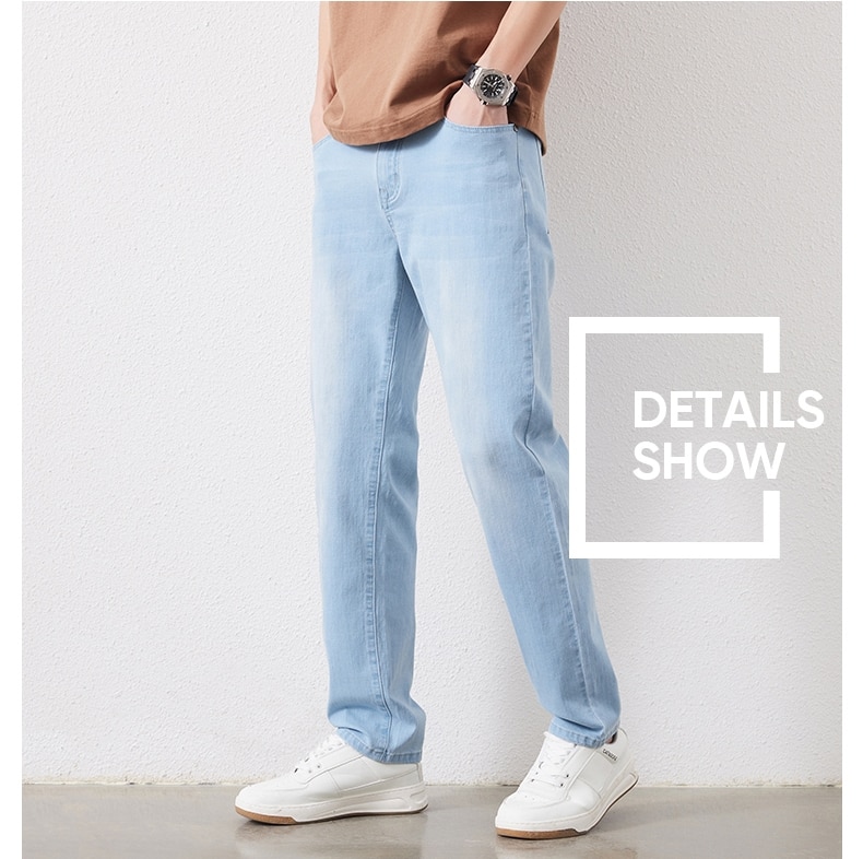 남성 스트레치 슬림 루즈 스트레이트 청바지 28-48 플러스 사이즈 봄 새로운 얇은 바지 패션 브랜드 품질 모든 경기 캐주얼 바지 - imaget 12