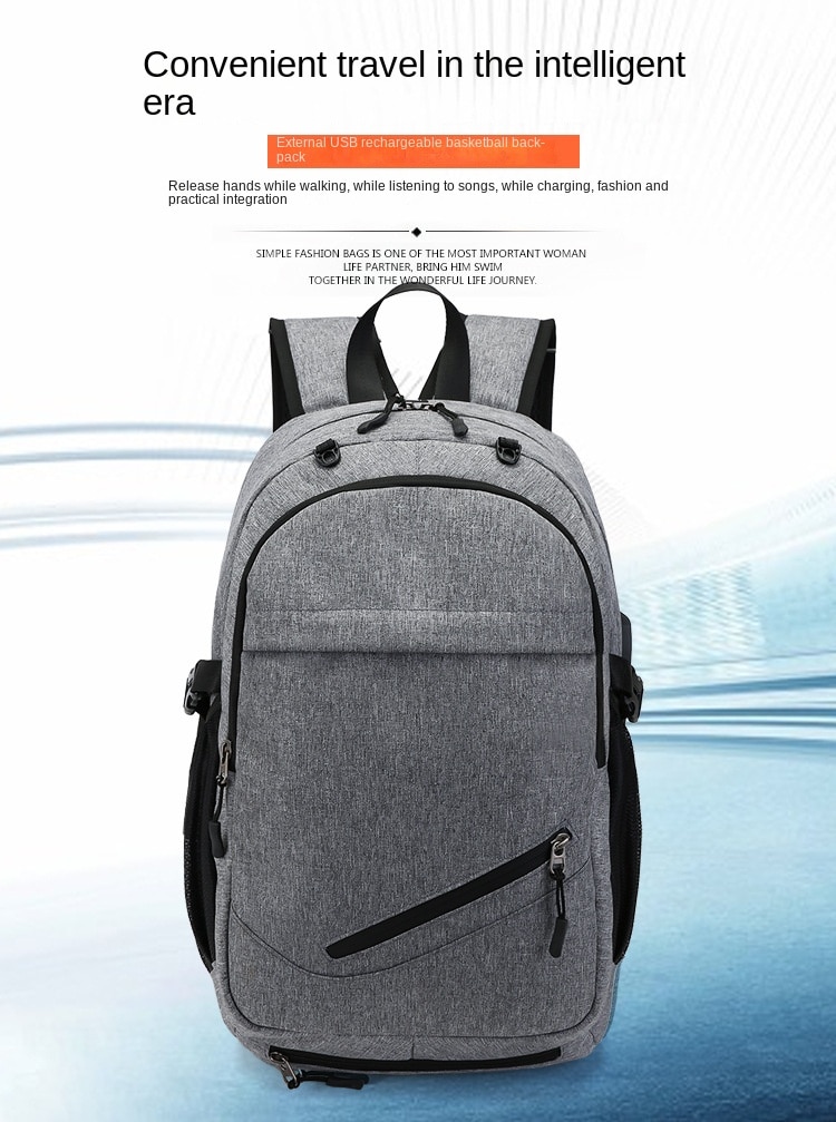 농구 가방 남자 배낭 USB 충전 스마트 배낭 방수 15.6 인치 컴퓨터 학생 Schoolbag - imaget 2