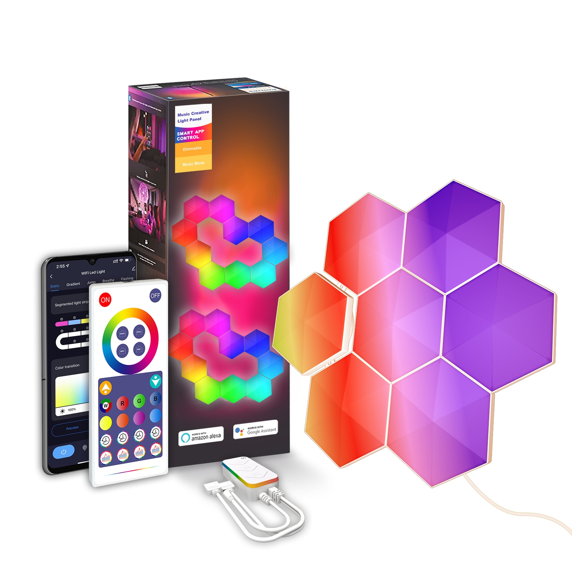 스마트 APP 음성 제어와 RGBIC 현대 LED 벽 램프 DIY 육각 벌집 조명 컴퓨터 게임 룸 장식에 대 한 LED 빛