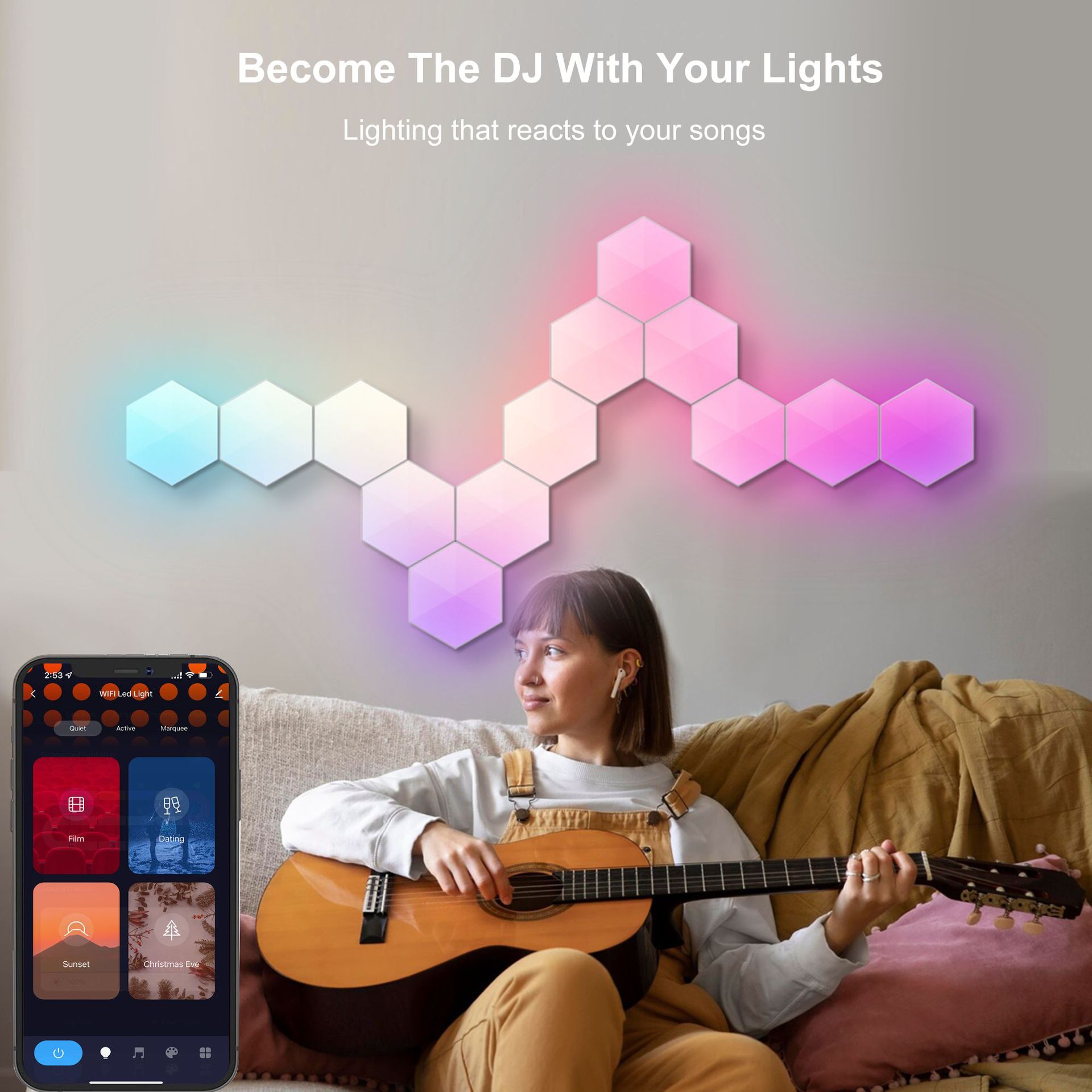 스마트 APP 음성 제어와 RGBIC 현대 LED 벽 램프 DIY 육각 벌집 조명 컴퓨터 게임 룸 장식에 대 한 LED 빛