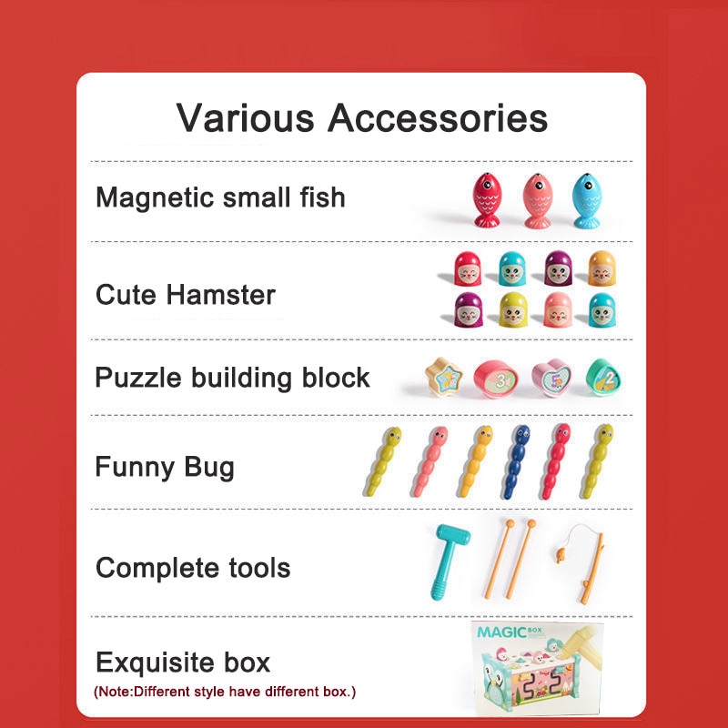 아기 몬테소리 장난감 자기 낚시 올빼미 큐브 학습 교육 시계 피아노 선물을위한 음악 퍼즐과 키즈 망치 게임