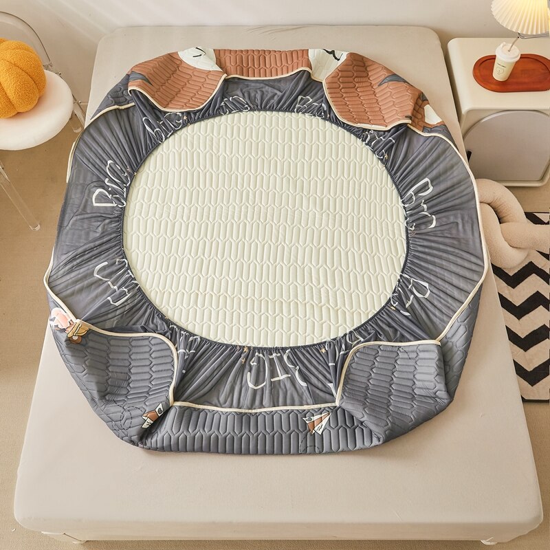 아이스 쿨 침대 매트 장착 시트 편안한 라텍스 여름 수면 매트리스 토퍼 침대보 커버 침실 용 퀸 사이즈 침대 린넨 - imaget 10