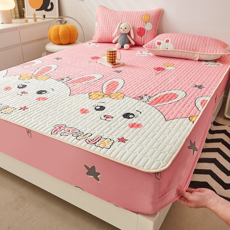 아이스 쿨 침대 매트 장착 시트 편안한 라텍스 여름 수면 매트리스 토퍼 침대보 커버 침실 용 퀸 사이즈 침대 린넨 - imaget 21