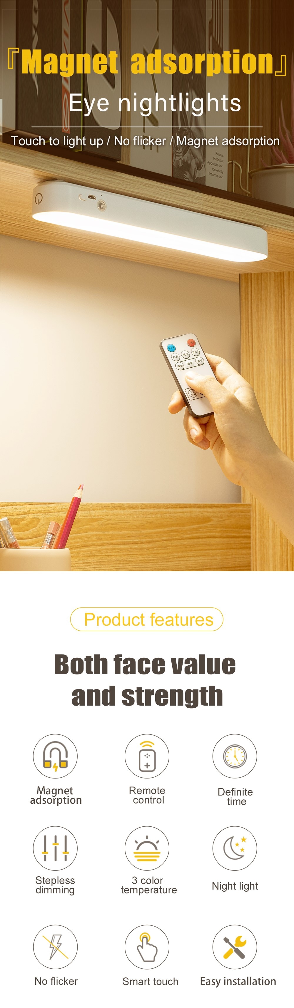 책상 램프 사무실 연구 LED 조명 USB 충전식 테이블 램프 마그네틱 디밍 보호 눈 침실 밤 램프 - imaget 1