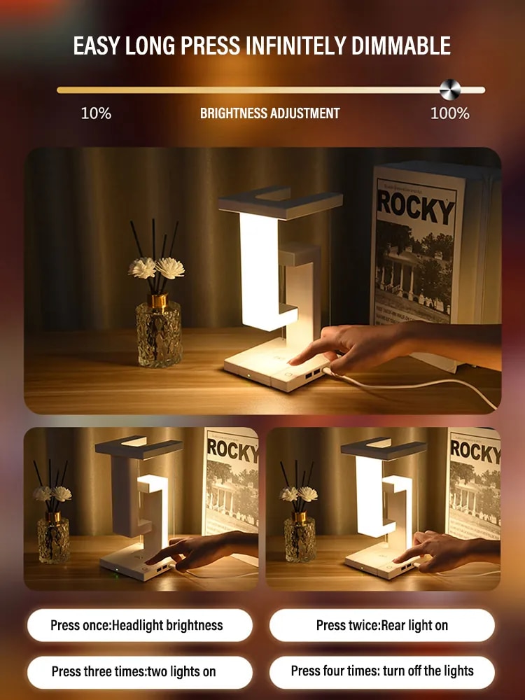 침실 머리맡 데스크탑 장식 선물에 대 한 Dimmable 10W 무선 충전기 책상 램프와 LED 일시 중단 된 반 중력 밤 빛