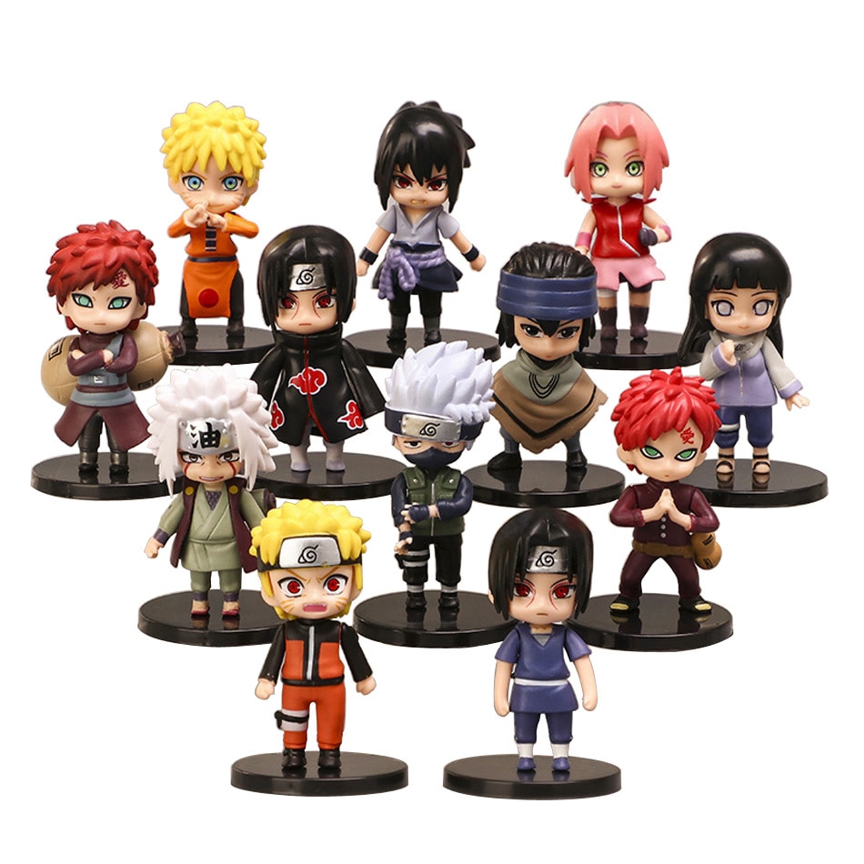 핫 12 개/대 애니메이션 나루토 Shippuden Hinata Sasuke Itachi Kakashi Gaara 애니메이션 피규어 Q 버전 PVC 피규어 장난감 인형 아이 선물