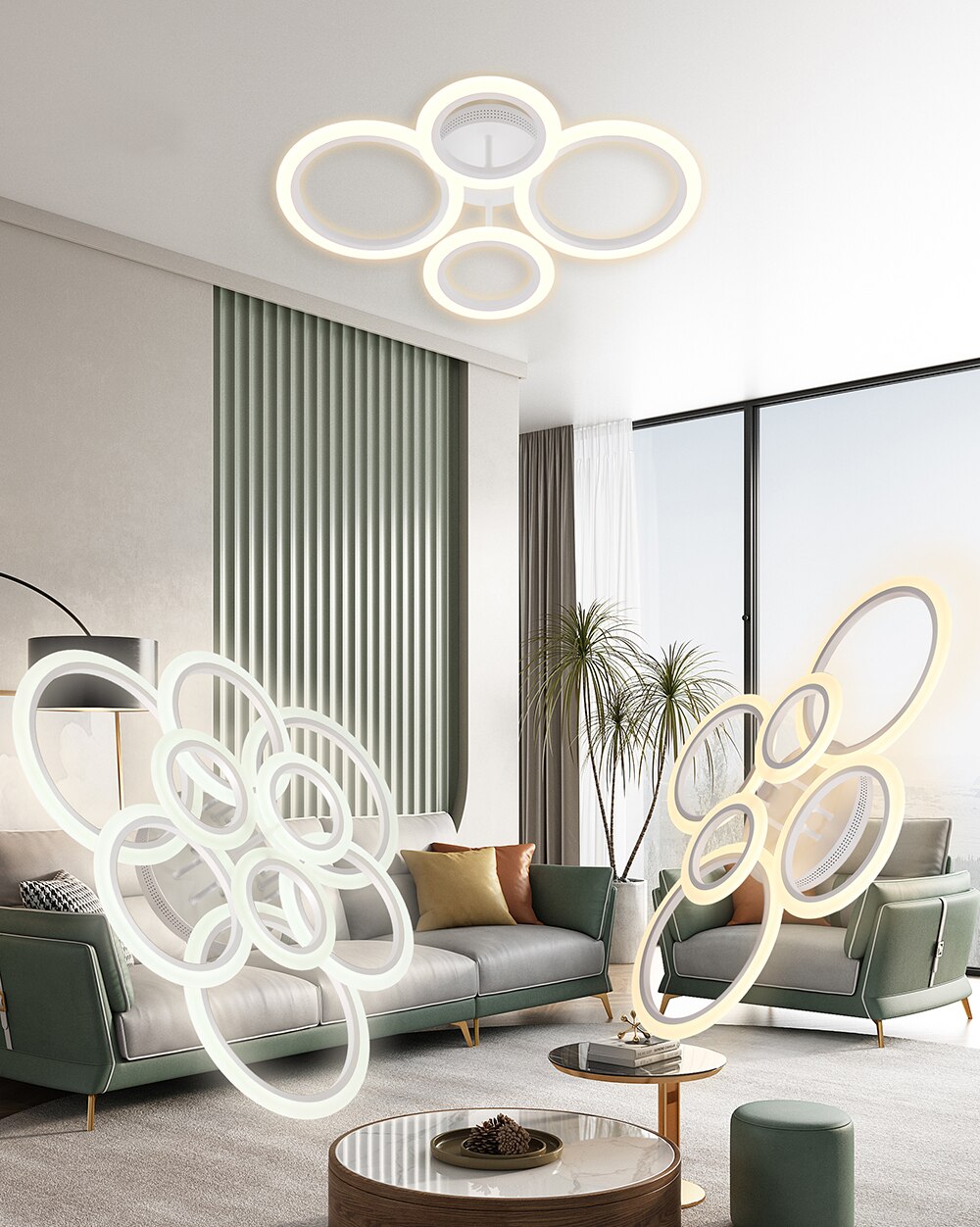 현대 Led 천장 조명기구 스마트 원격 무단 디밍 샹들리에 120W 천장 조명 거실 침실 다이닝 룸 - imaget 24