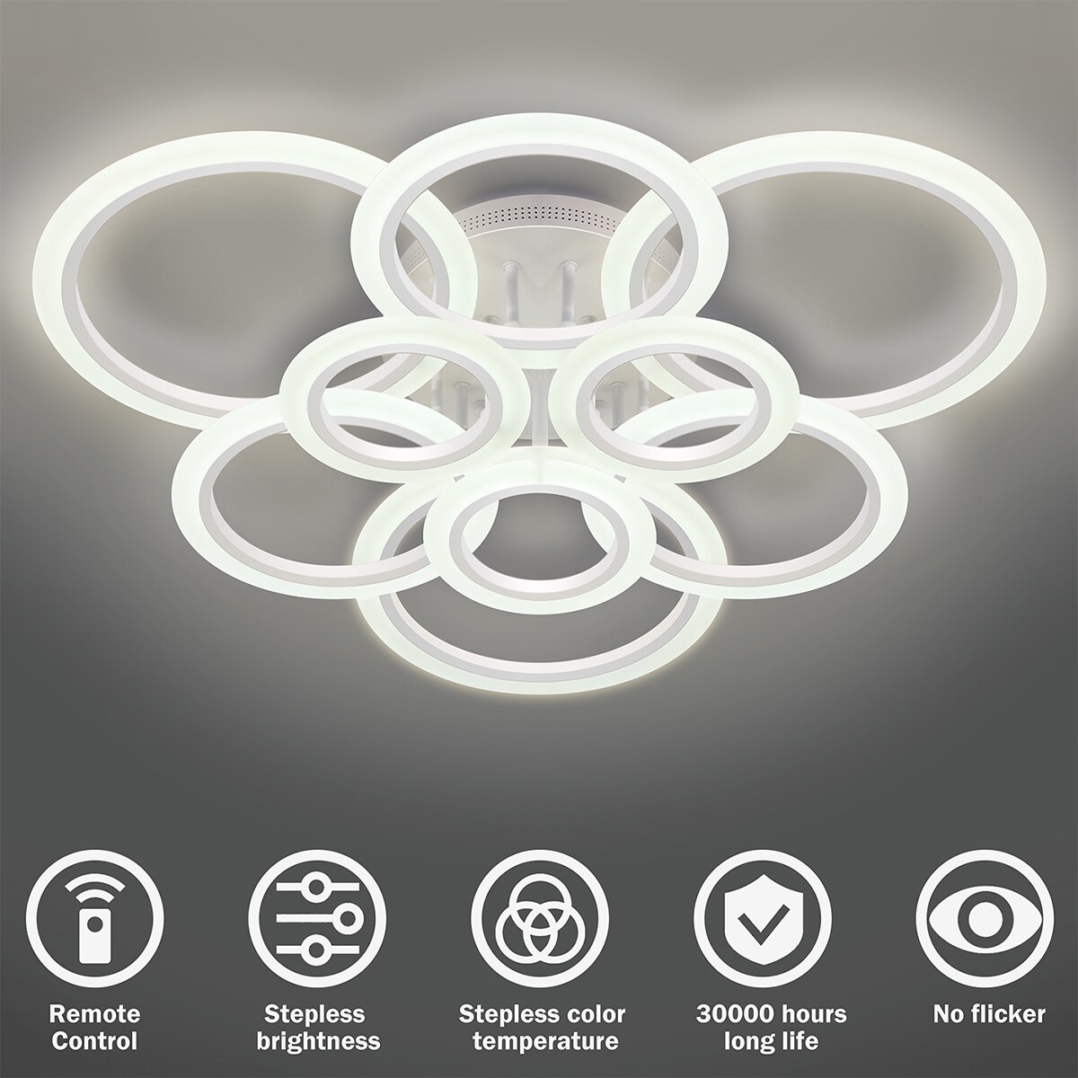 현대 Led 천장 조명기구 스마트 원격 무단 디밍 샹들리에 120W 천장 조명 거실 침실 다이닝 룸 - imaget 19